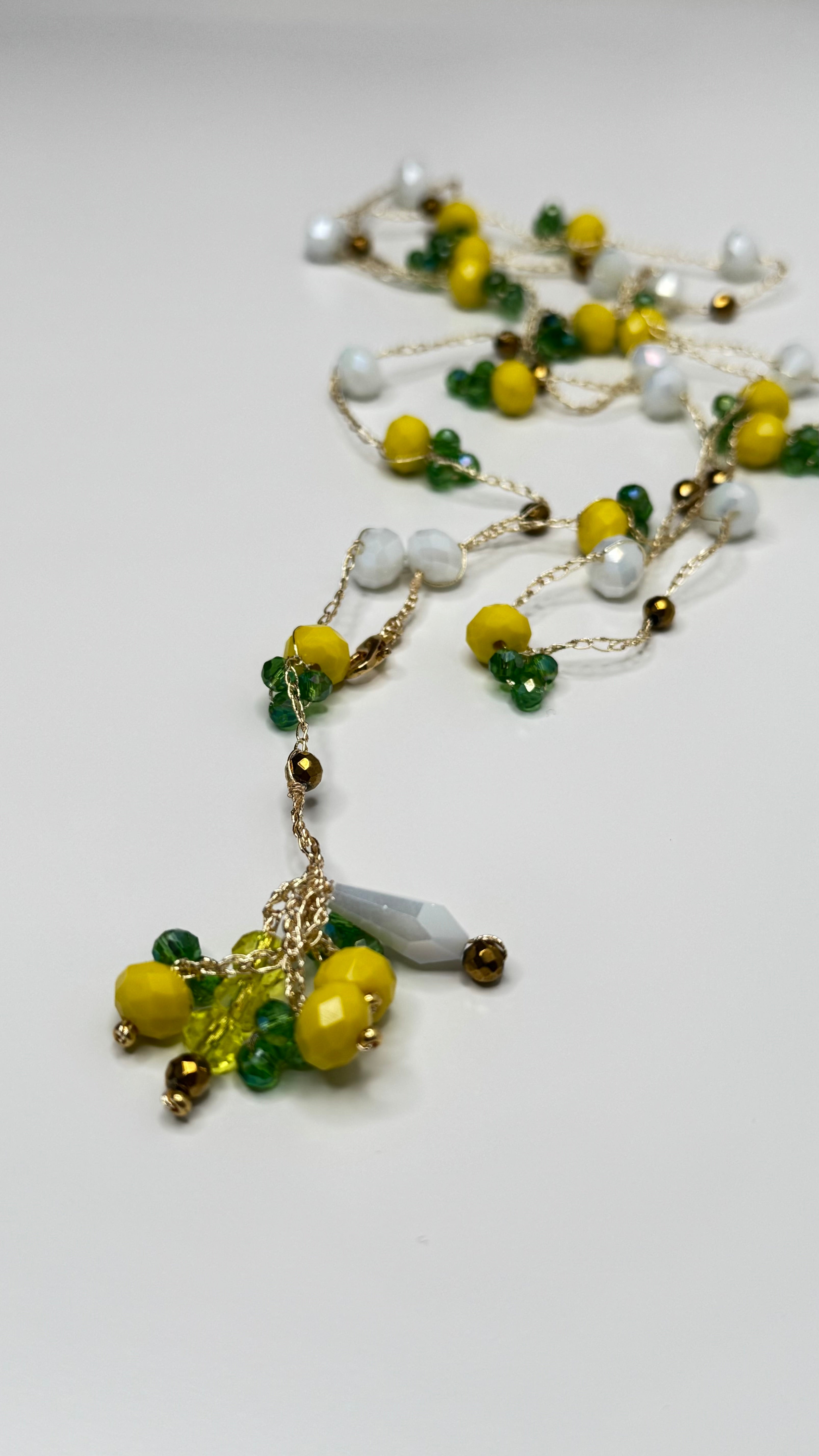 Crochet necklace with black beads