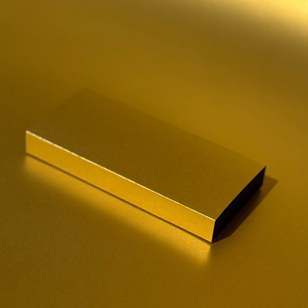 Perfume discovery box, golden rectangular niche perfume sample set box on a golden background