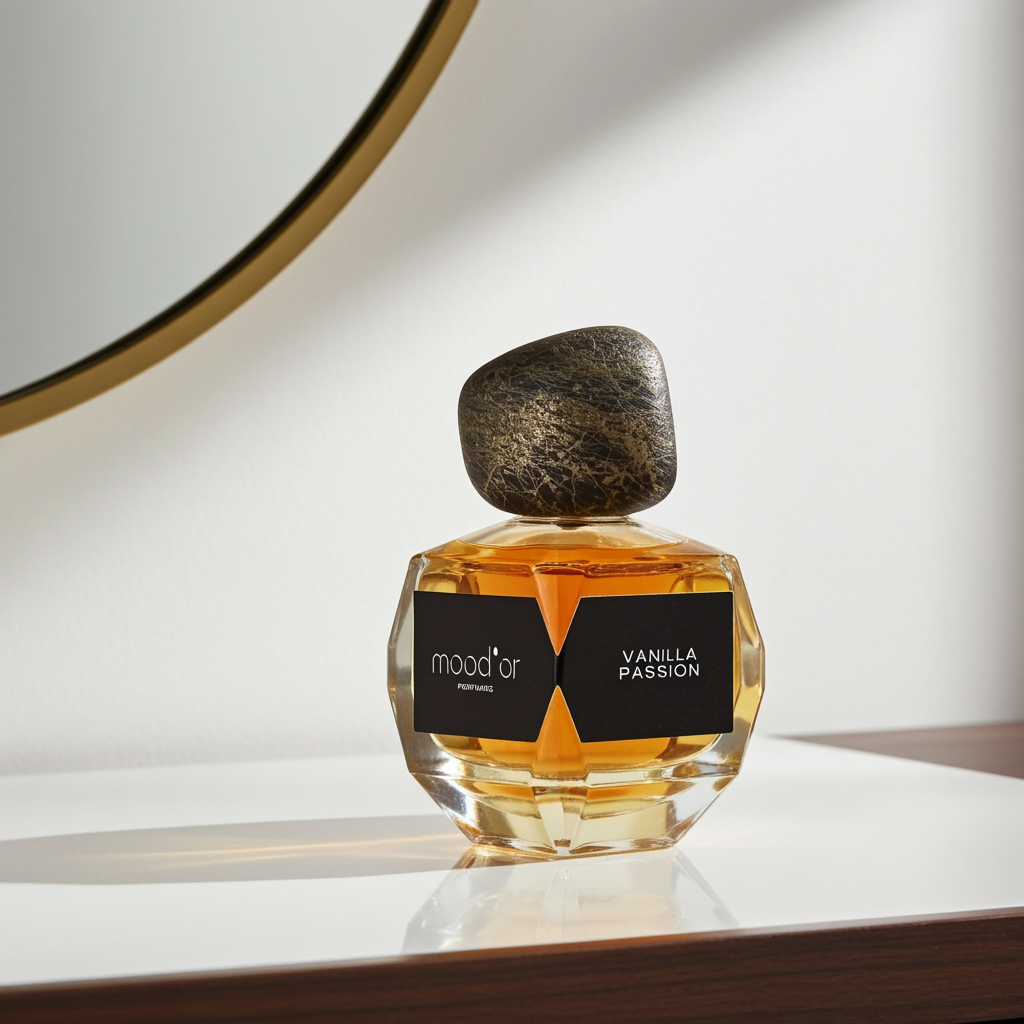 kvepalų buteliukas su užrašu vanilla passion