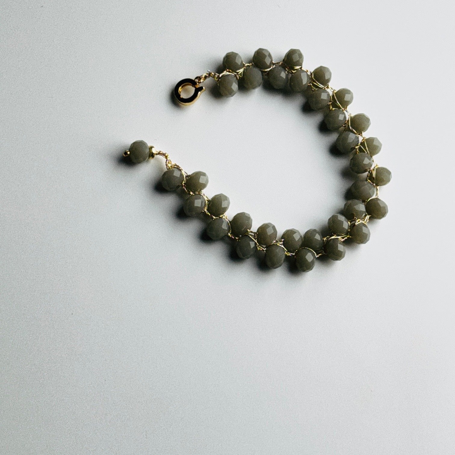 Beaded bracelet on a light gray background
