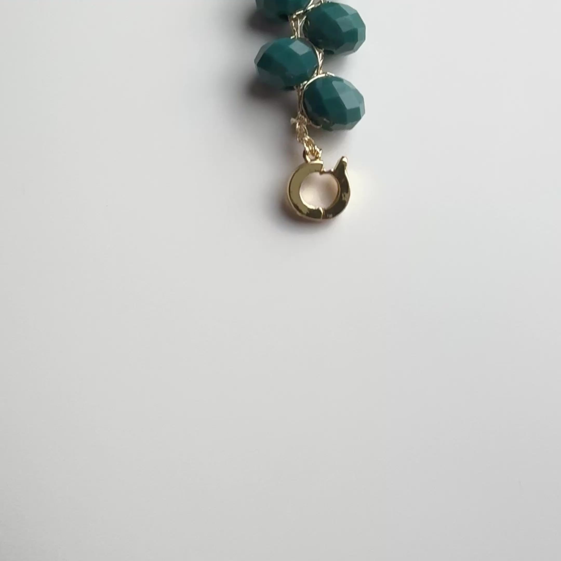 Teal green beaded crochet bracelet